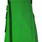 size 40 green Scottish highlander net pocket utility cotton kilt for working men