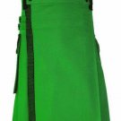 size 58 green Scottish highlander net pocket utility cotton kilt for working men