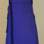 size 30 blue Scottish highlander net pocket utility cotton kilt for working men