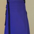 size 38 blue Scottish highlander net pocket utility cotton kilt for working men