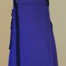 size 54 blue Scottish highlander net pocket utility cotton kilt for working men