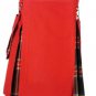 Scottish highlander Red & Black Stewart Hybrid Detachable Pockets Kilt Size 50