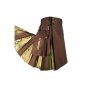 Scottish Men Brown & Multicam Hybrid Detachable Pockets Utility Kilt Size 54