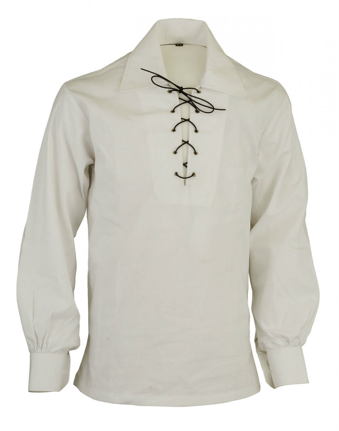 Men Off White Scottish Highland Jacobean Jacobite Shirt, Gillie Kilt Shirt Size 2XL