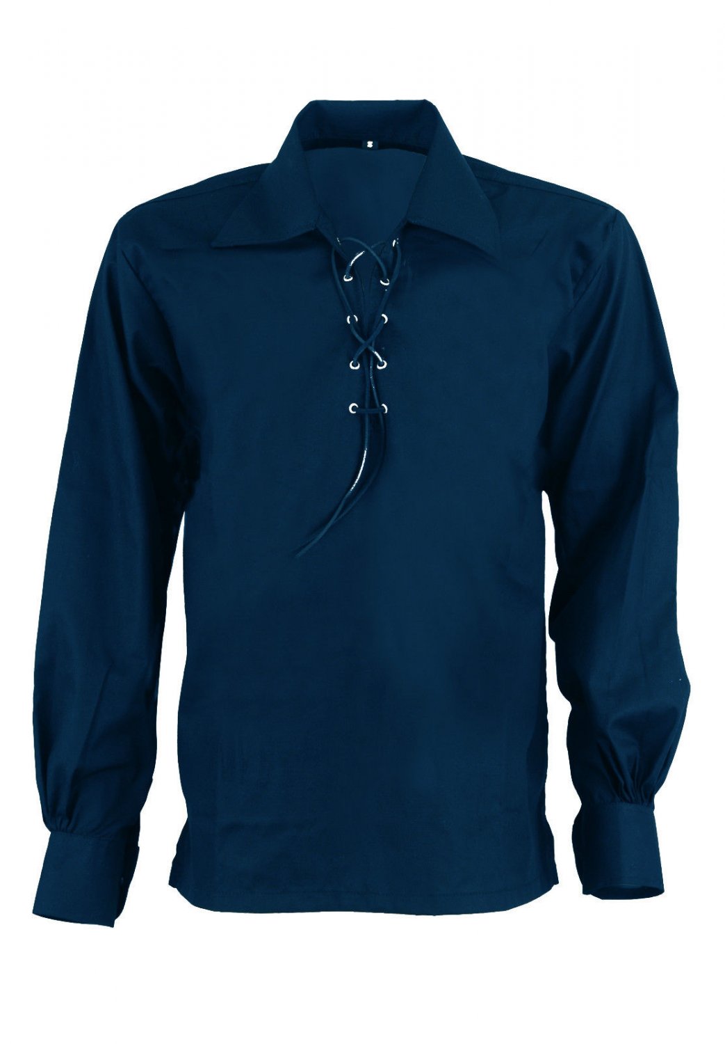 Men Navy Blue Scottish Highland Jacobean Jacobite Shirt, Gillie Kilt Shirt Size 3XL