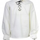 Men White Scottish Highland Jacobean Jacobite Shirt, Gillie Kilt Shirt Size M