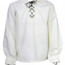 Men White Scottish Highland Jacobean Jacobite Shirt, Gillie Kilt Shirt Size XL