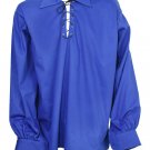 Men Royal Blue Scottish Highland Jacobean Jacobite Shirt, Gillie Kilt Shirt Size M