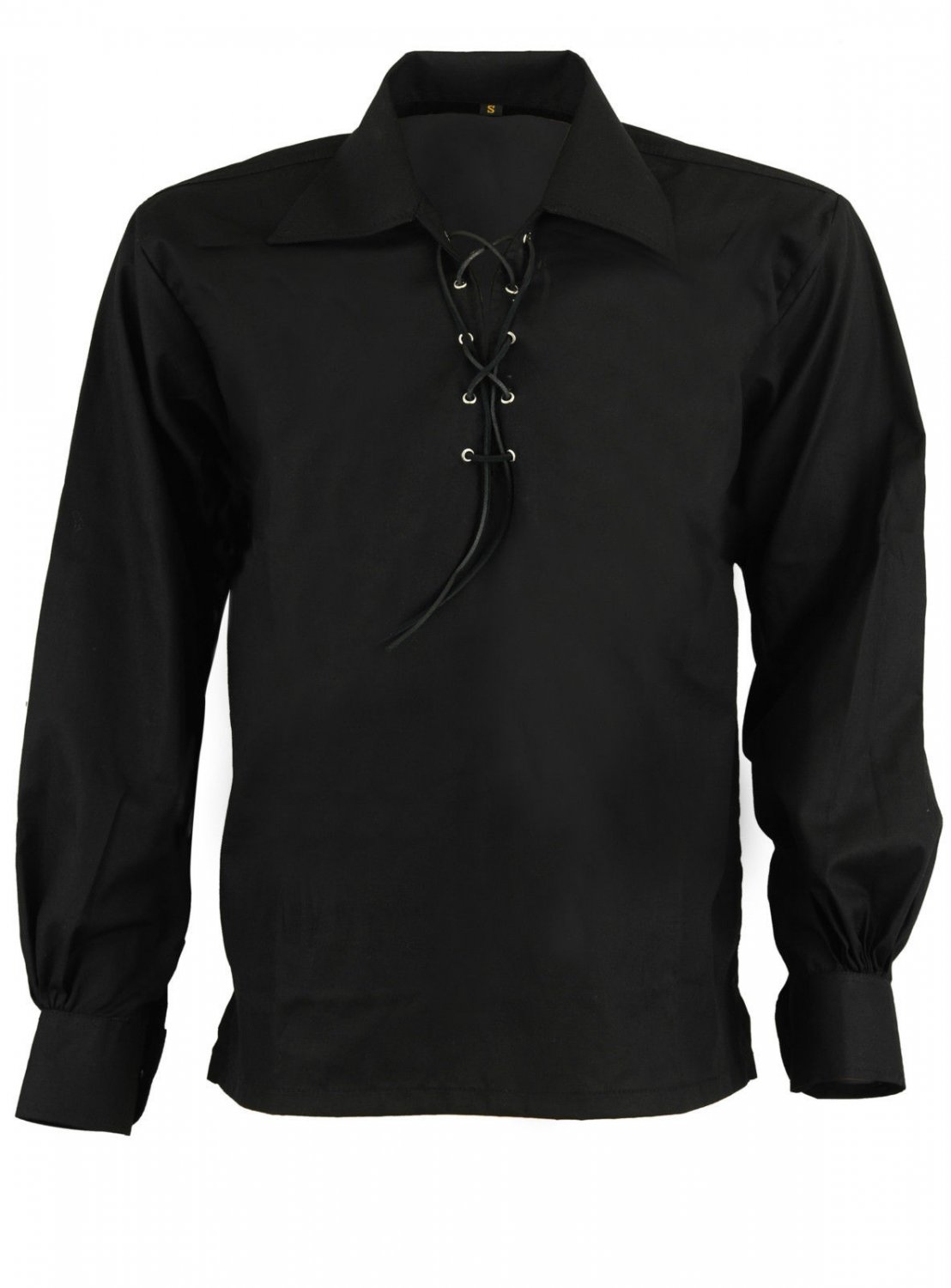 Men Black Scottish Highland Jacobean Jacobite Shirt, Gillie Kilt Shirt ...
