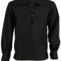 Men Black Scottish Highland Jacobean Jacobite Shirt, Gillie Kilt Shirt Size 5XL