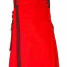 NEW Scottish Red Utility Unisex Adult Handmade Cargo Kilt Size 30