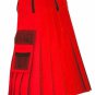 NEW Scottish Red Utility Unisex Adult Handmade Cargo Kilt Size 36