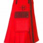 NEW Scottish Red Utility Unisex Adult Handmade Cargo Kilt Size 40
