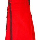 NEW Scottish Red Utility Unisex Adult Handmade Cargo Kilt Size 32