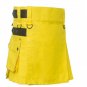 Ladies Yellow Utility Black Leather Straps Handmade Cotton Kilt Size 60