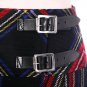 New Ladies Black Stewart Tartan Scottish Mini Billie Kilt Mod Skirt Size 42