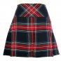 New Ladies Black Stewart Tartan Scottish Mini Billie Kilt Mod Skirt Size 56