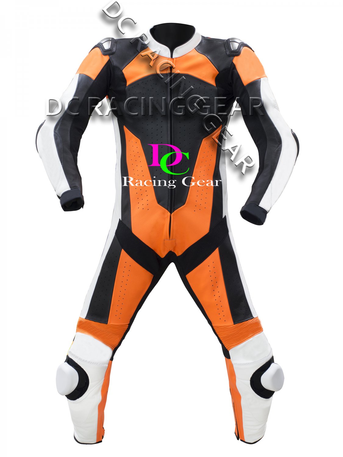 Orange/Black Motorcycle Leather Suit MOTOGP Motorbike