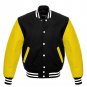 New DC Letterman Black wool Yellow leather sleeves varsity jacket size xs