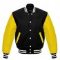New DC Letterman Black wool Yellow leather  sleeves varsity jacket size S