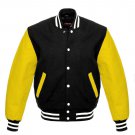New DC Letterman Black wool Yellow leather  sleeves varsity jacket size XL