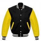 New DC Letterman Black wool Yellow leather  sleeves varsity jacket size 2XL