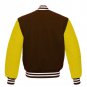 New DC Letterman Baseball Brown wool Yellow leather  sleeves varsity jacket size 5XL