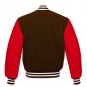 New DC Letterman Baseball Brown wool Red leather  sleeves varsity jacket size S