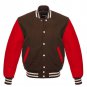 New DC Letterman Baseball Brown wool Red leather  sleeves varsity jacket size XL