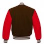 New DC Letterman Baseball Brown wool Red leather  sleeves varsity jacket size 4XL
