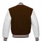 New DC Letterman Baseball Brown wool White leather  sleeves varsity jacket size L