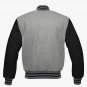 New DC Letterman Baseball Grey wool Black leather  sleeves varsity jacket size S