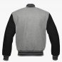 New DC Letterman Baseball Grey wool Black leather  sleeves varsity jacket size 4XL