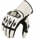 White Motorbike Motto GP Leather  Racing Glove Protected Racing Glove Size XL