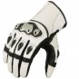 White Motorbike Motto GP Leather Racing Glove Protected Racing Glove Size XL
