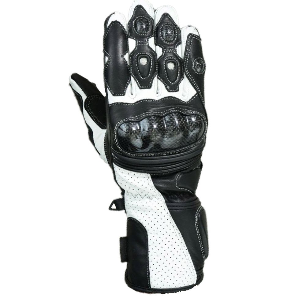 Black/White Motorcycle Motto GP Protective Racing Sport Gloves Size XS