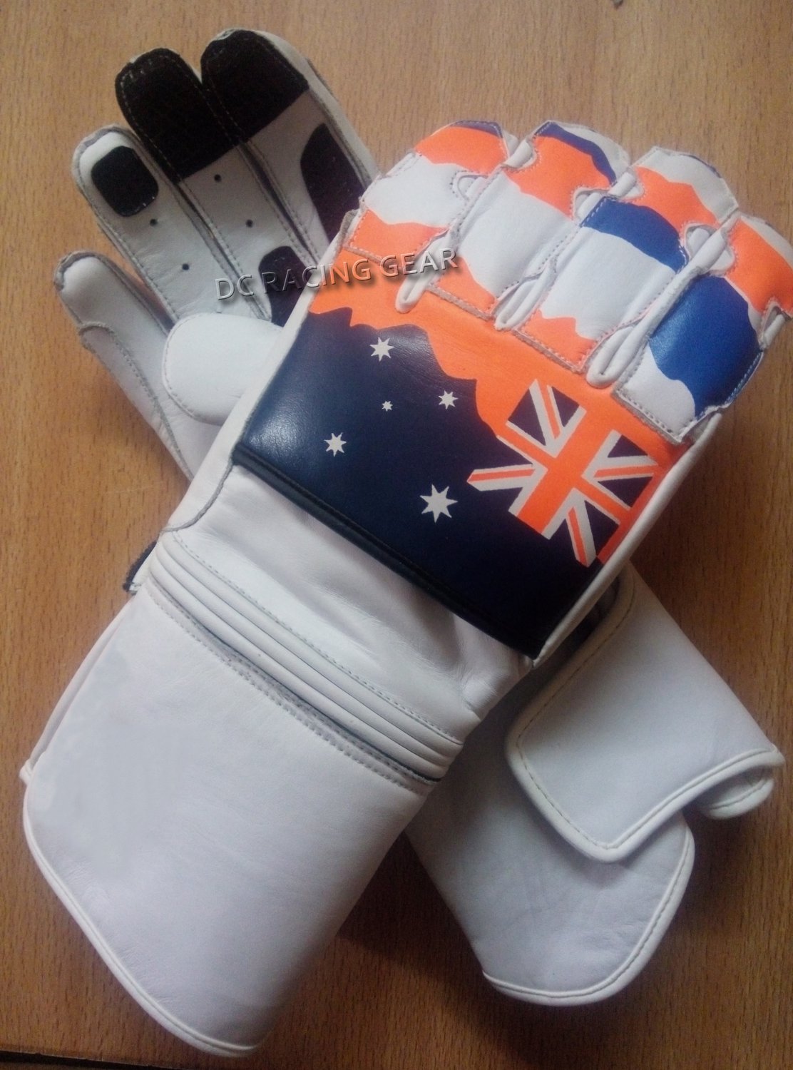 White UK Flag Motorcycle Leather Gloves.biker Sports Leather gloves Size XL