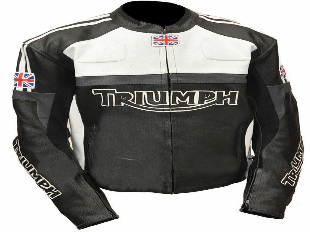New Mens Triumph Motorcycle Racing Biker 100% Cowhide Leather Jacket Size L