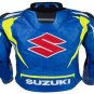 SUZUKI RGSX BLUE MOTORCYCLE LEATHER RACING JACKET FULL BODY PROTECTIONS SIZE 3XL