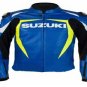 SUZUKI RGSX BLUE MOTORCYCLE LEATHER RACING JACKET FULL BODY PROTECTIONS SIZE 5XL
