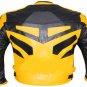MOTORCYCLE LEATHER RACING JACKET YELLOW FULL BODY PROTECTIONS SIZE XS