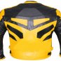 MOTORCYCLE LEATHER RACING JACKET YELLOW FULL BODY PROTECTIONS SIZE M