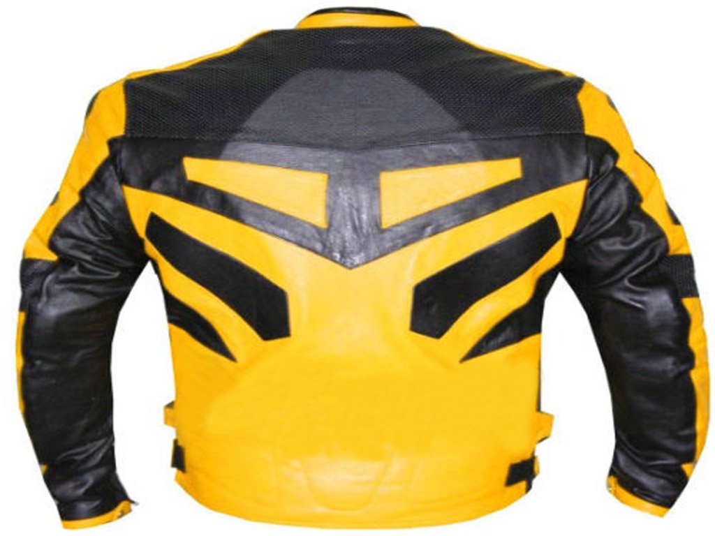 MOTORCYCLE LEATHER RACING JACKET YELLOW FULL BODY PROTECTIONS SIZE 2XL