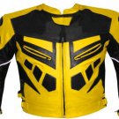 MOTORCYCLE LEATHER RACING JACKET YELLOW FULL BODY PROTECTIONS SIZE 5XL