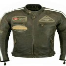 MOTORCYCLE CLASSIC LEATHER RACING JACKET BLACK FULL BODY PROTECTIONS SIZE M
