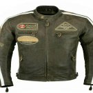 MOTORCYCLE CLASSIC LEATHER RACING JACKET BLACK FULL BODY PROTECTIONS SIZE 3XL
