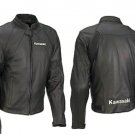 MOTORCYCLE KAWASAKI LEATHER RACING JACKET BLACK FULL SIZE L