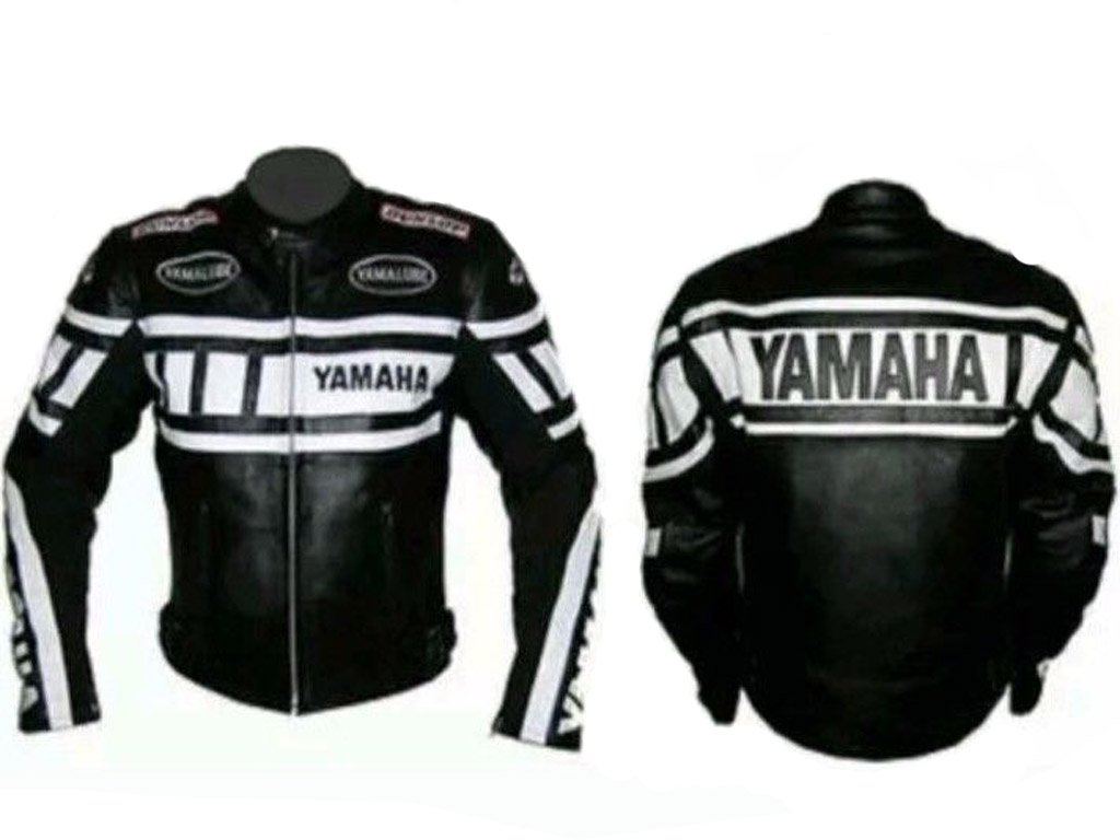 yamaha blue leather motorcycle jacket old style