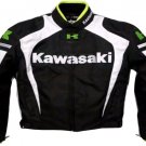 MOTORCYCLE KAWASAKI LEATHER RACING JACKET BLACK/WHITE FULL SIZE L