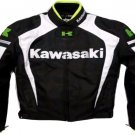 MOTORCYCLE KAWASAKI LEATHER RACING JACKET BLACK/WHITE FULL SIZE 3XL